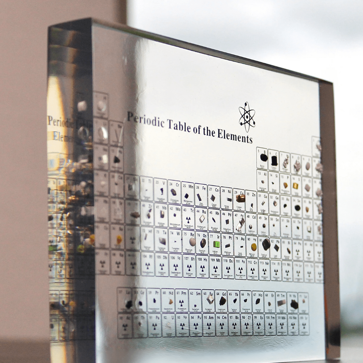 Illuminated Periodic Table With Real Elements