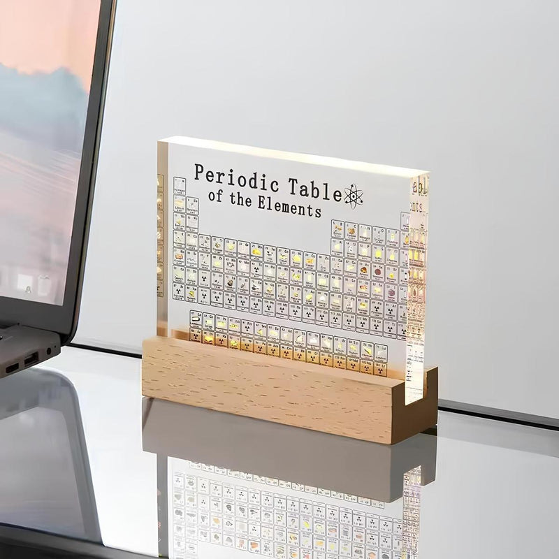 Illuminated Periodic Table With Real Elements