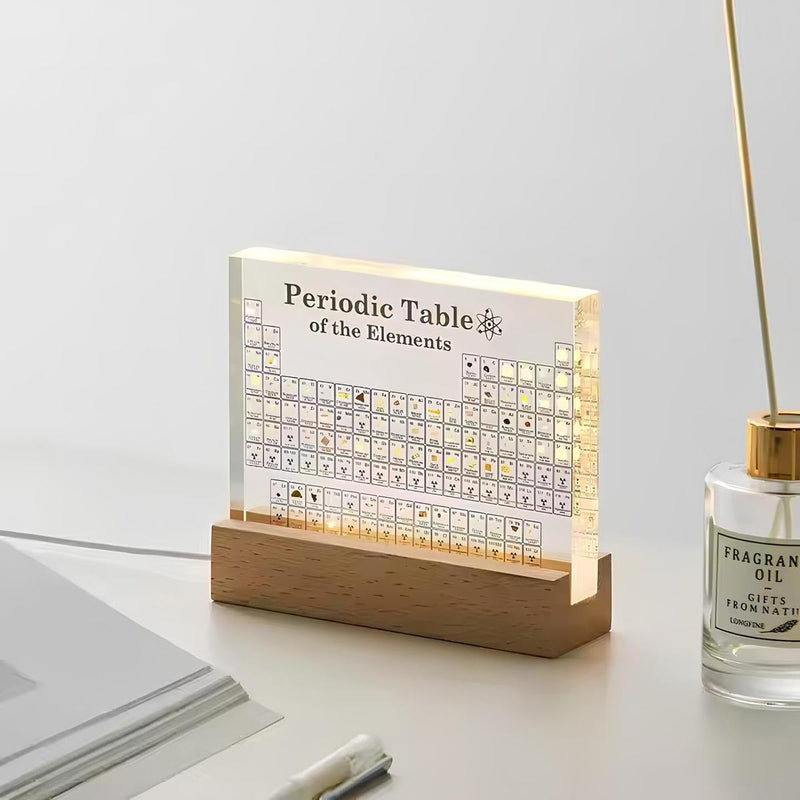 Illuminated Periodic Table With Real Elements