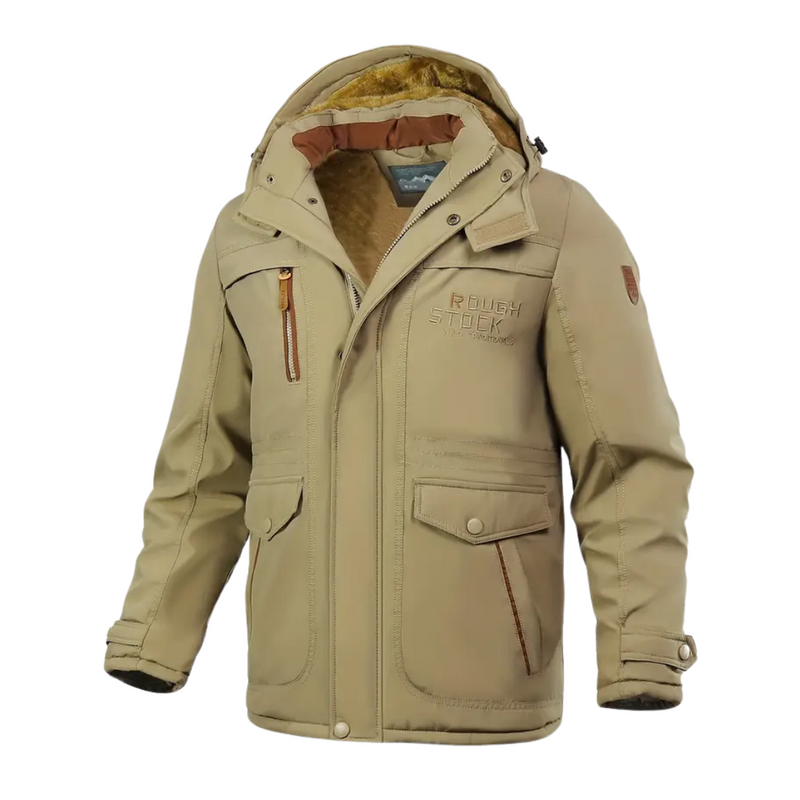 Insulated Men&#39;s Winter Jacket With Hood And Plush Lining