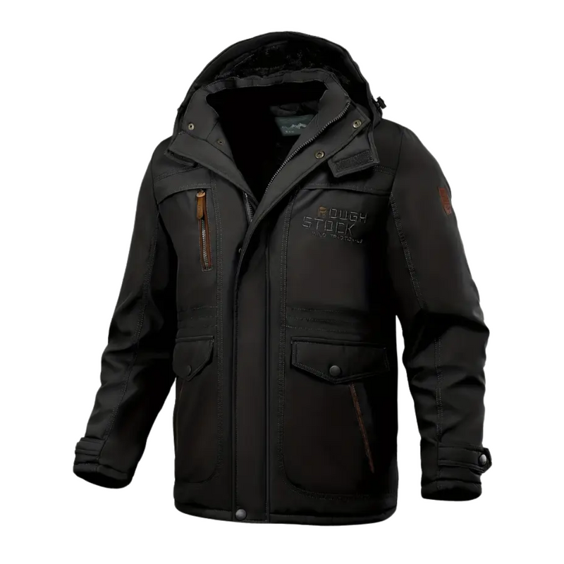 Insulated Men&#39;s Winter Jacket With Hood And Plush Lining