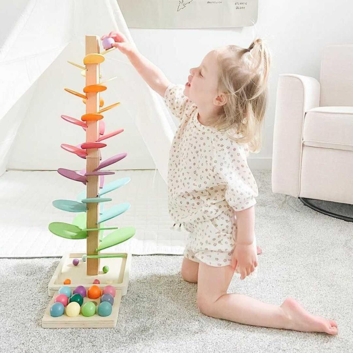 Interactive Rainbow Marble Tower For Kids