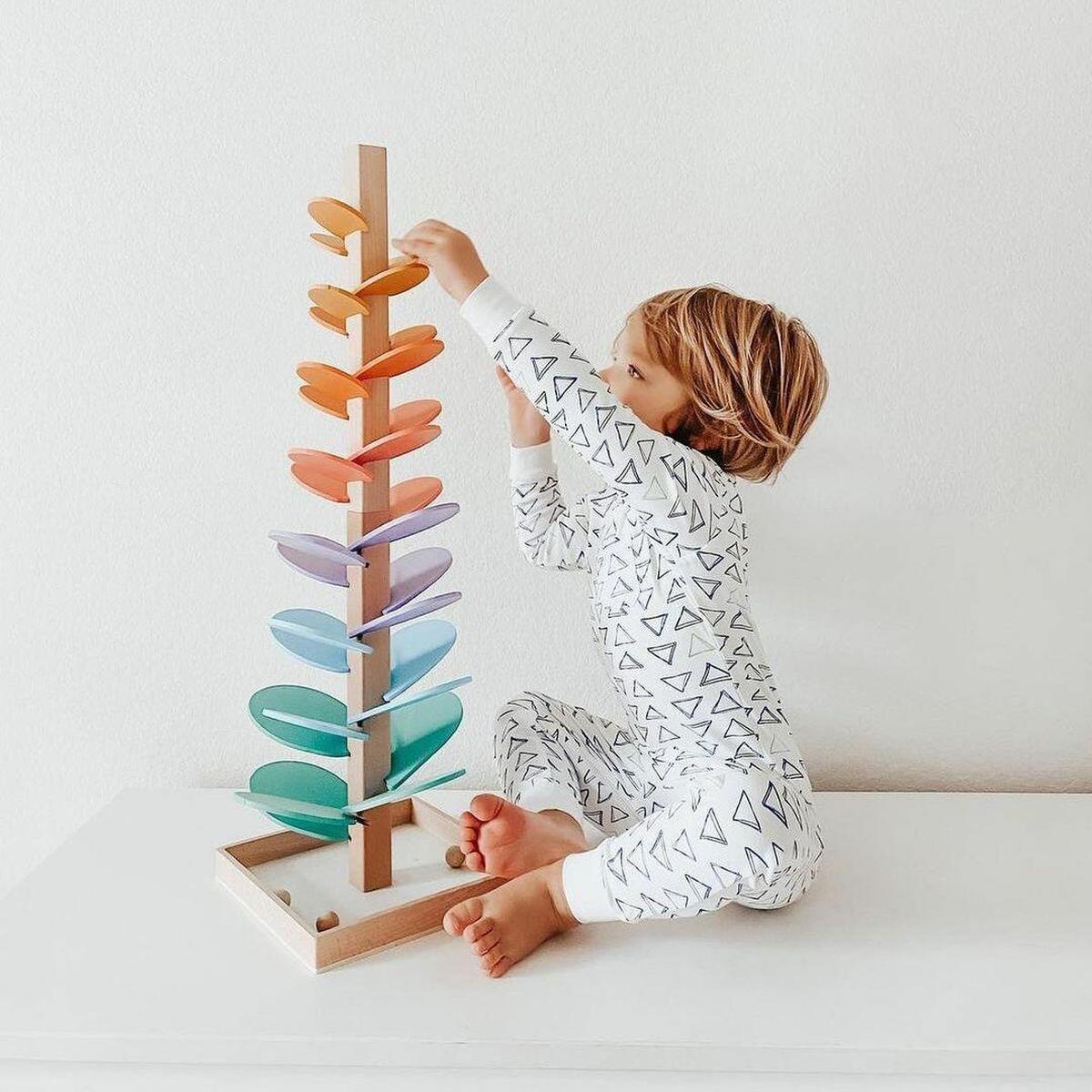 Interactive Rainbow Marble Tower For Kids