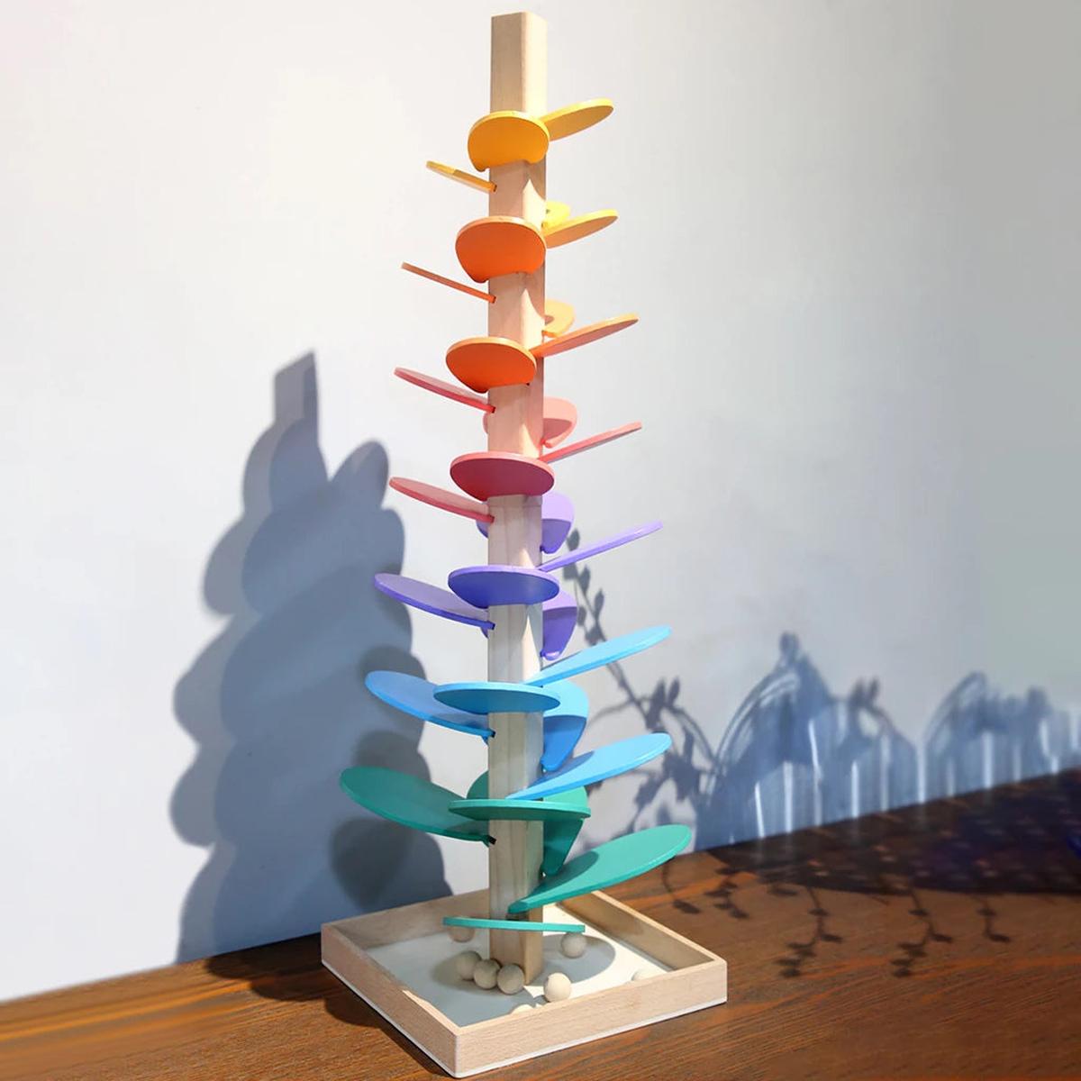 Interactive Rainbow Marble Tower For Kids