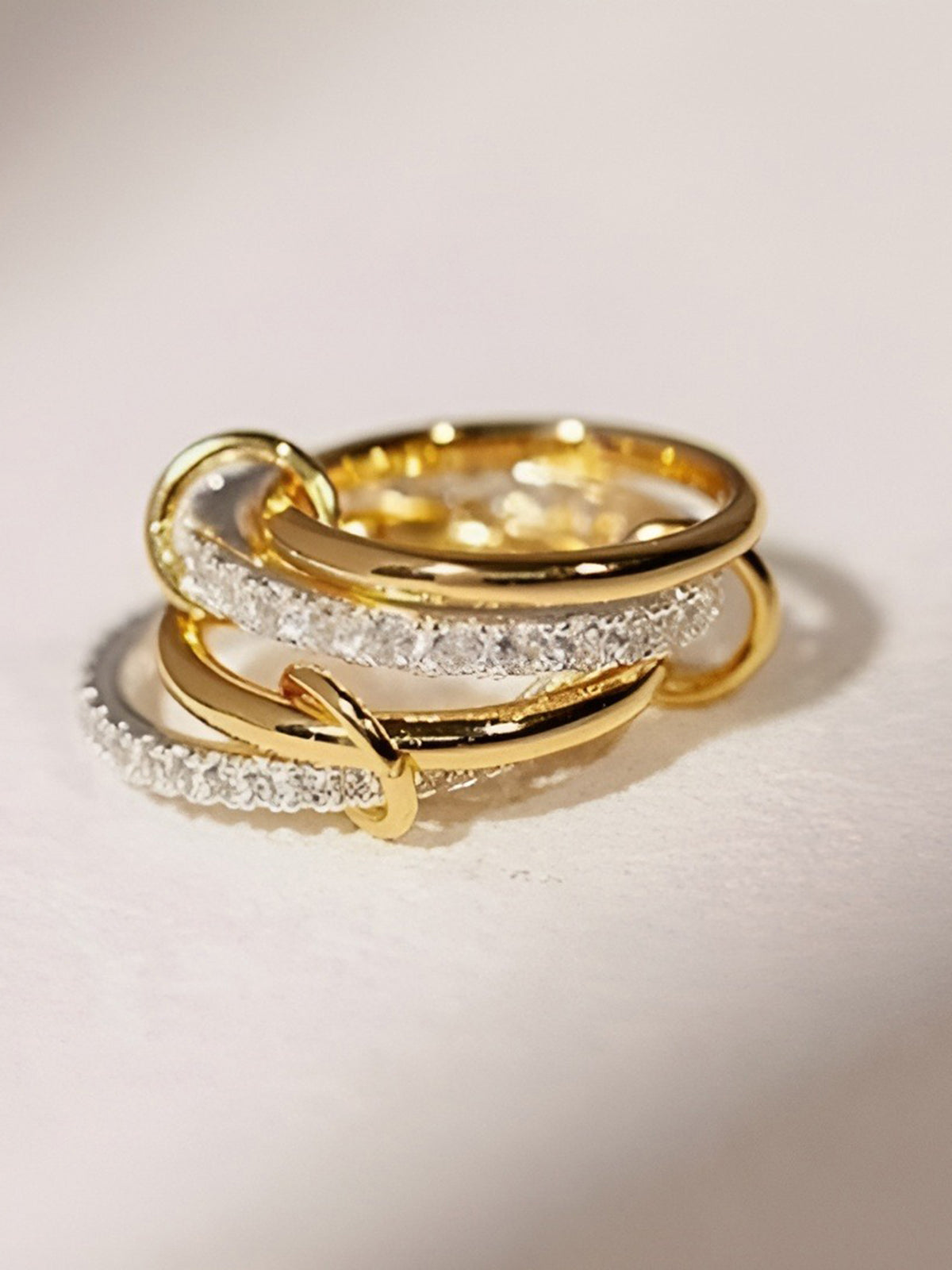 Interlocking Rings with Full Stone Setting