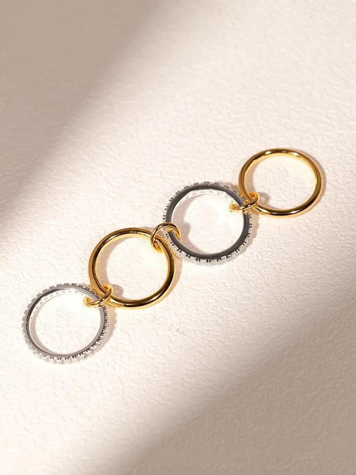Interlocking Rings with Full Stone Setting