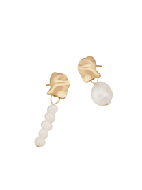 Irregular Metal &amp; Pearl Earrings