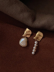 Irregular Metal &amp; Pearl Earrings