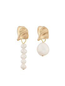 Irregular Metal &amp; Pearl Earrings