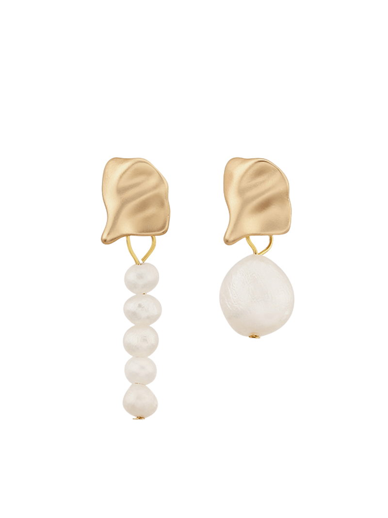 Irregular Metal &amp; Pearl Earrings