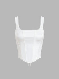 Ivory Glow Tied Crop Corset Top