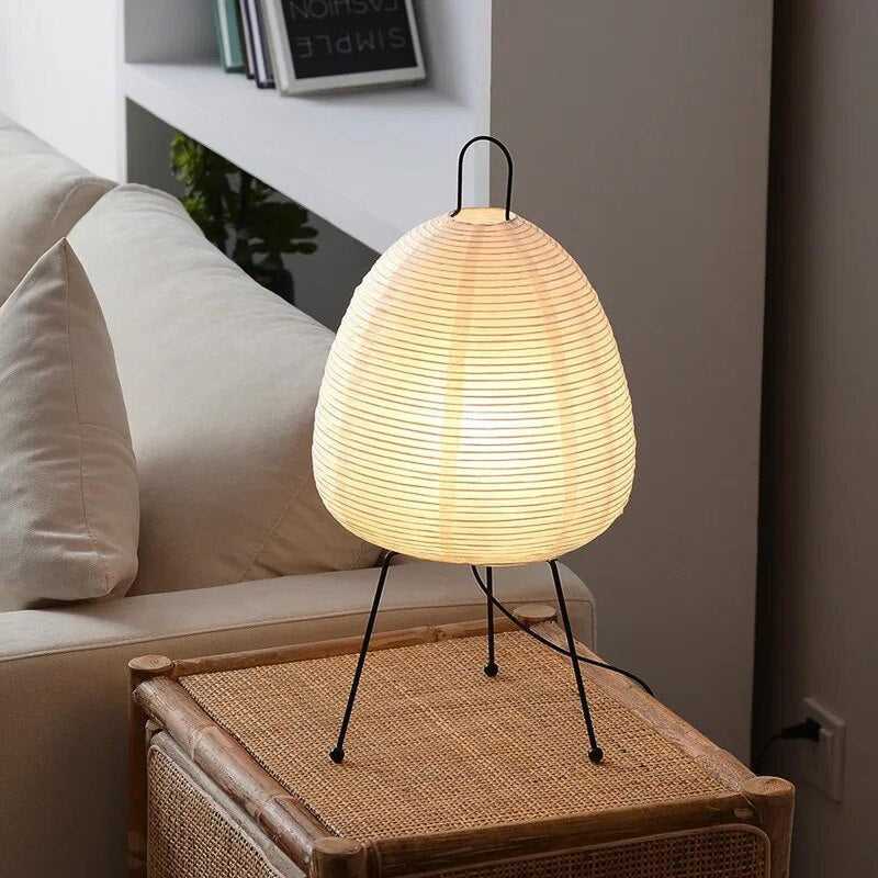 Japanese Rice Paper LED Table Lamp With Tripod Base