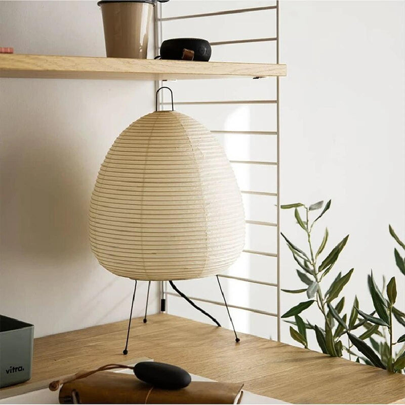 Japanese Rice Paper LED Table Lamp With Tripod Base