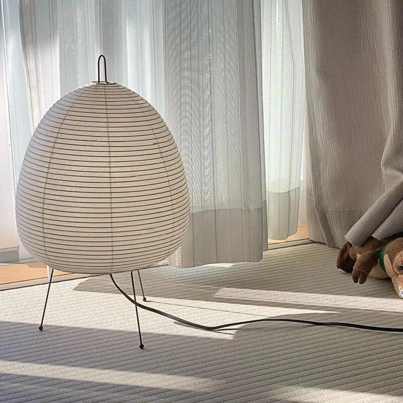 Japanese Rice Paper LED Table Lamp With Tripod Base