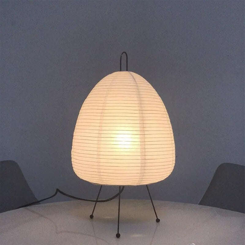 Japanese Rice Paper LED Table Lamp With Tripod Base