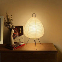 Japanese Rice Paper LED Table Lamp With Tripod Base
