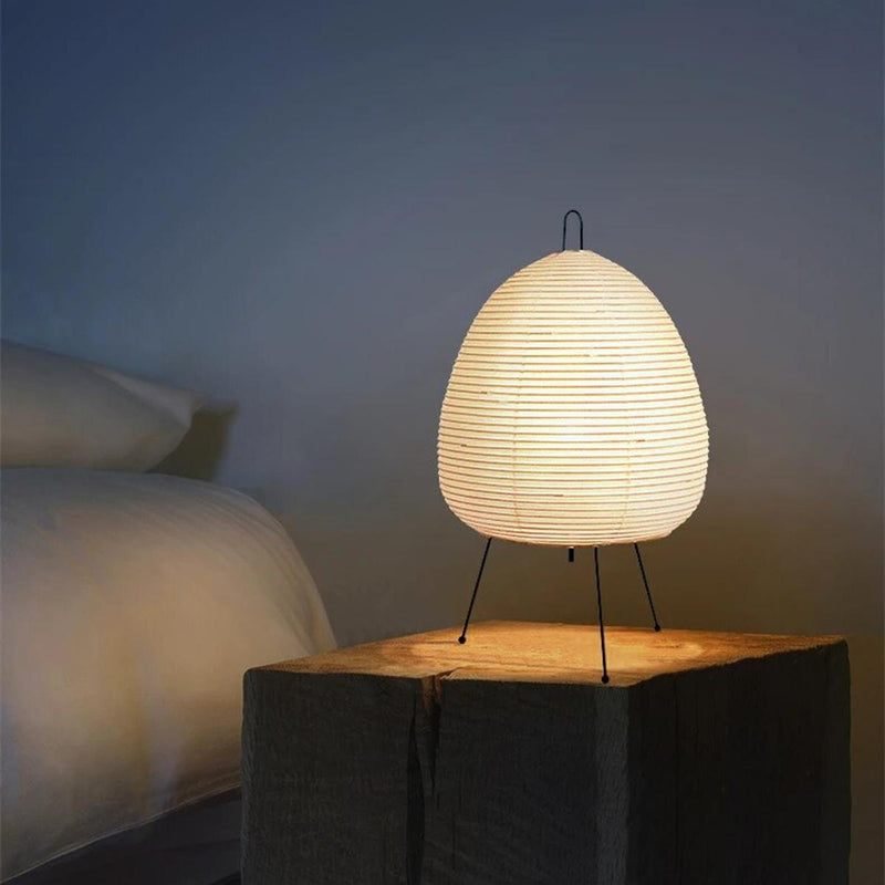 Japanese Rice Paper LED Table Lamp With Tripod Base
