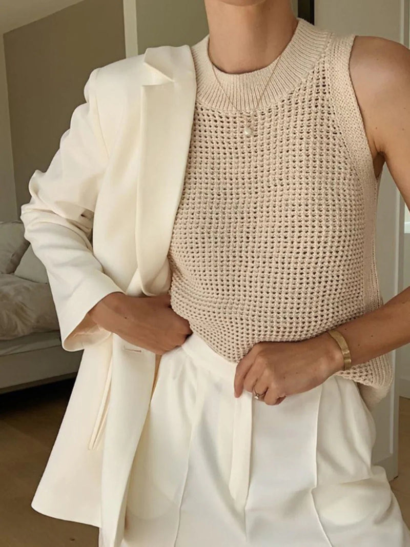 Knit Hollow Sleeveless Tank Top