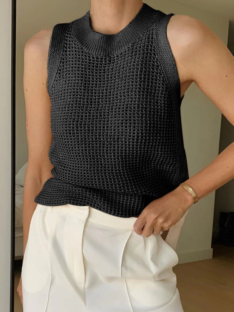 Knit Hollow Sleeveless Tank Top