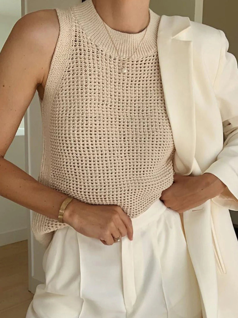 Knit Hollow Sleeveless Tank Top