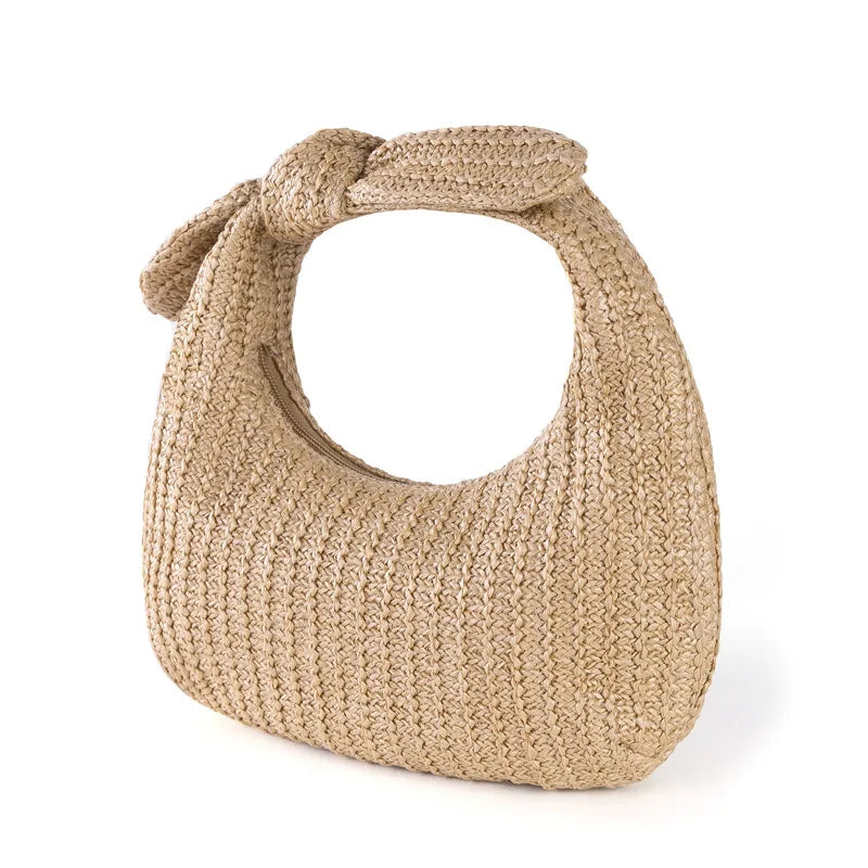 Knot Detail Straw Bag