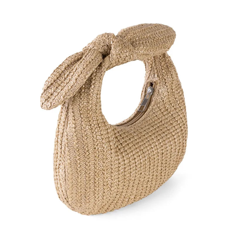 Knot Detail Straw Bag