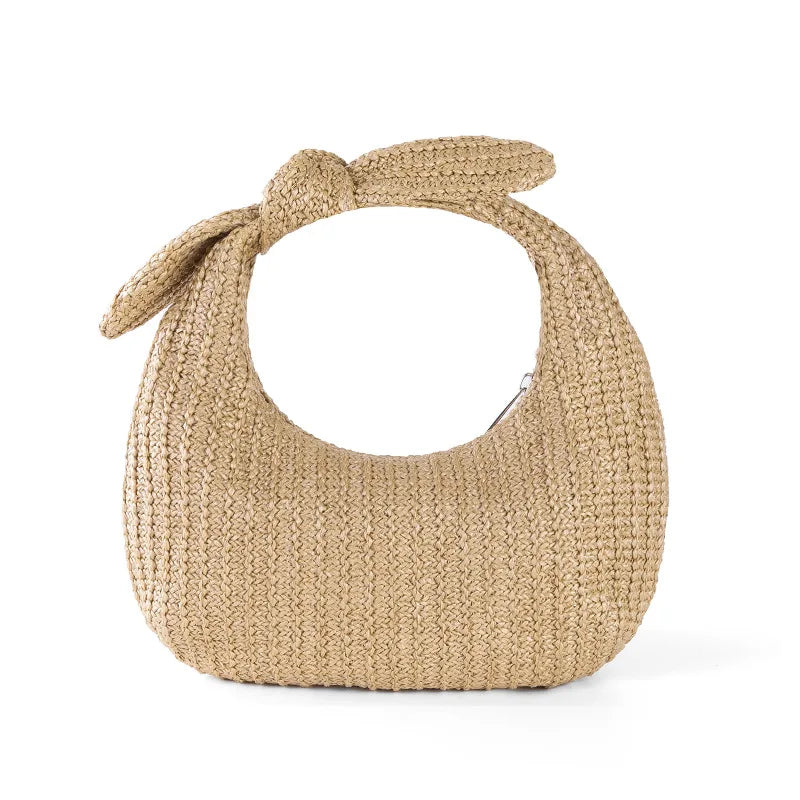 Knot Detail Straw Bag