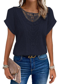 Lace Patchwork T-Shirt For Women