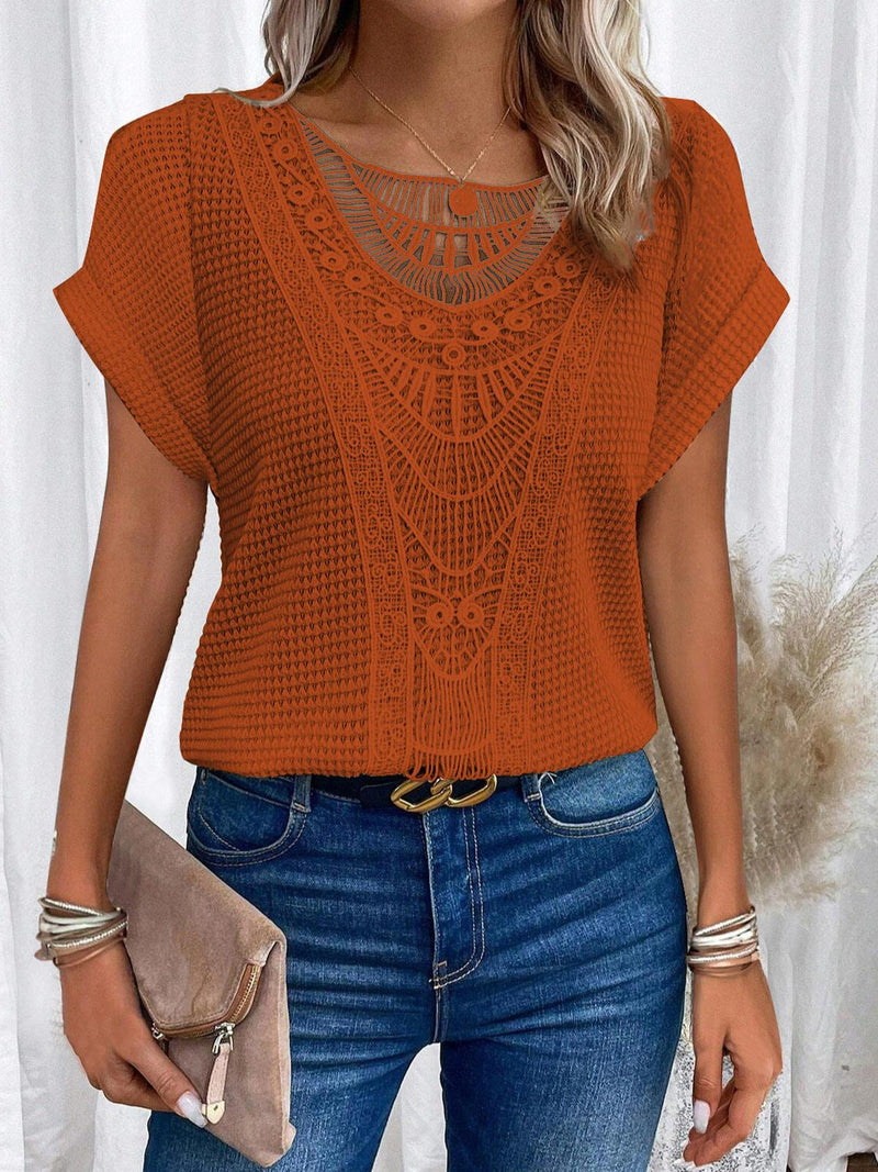 Lace Patchwork T-Shirt For Women