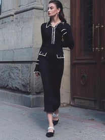 Ladies&#39; Knit Maxi Dress With High Waist And Ruffles