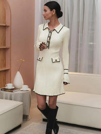 Ladies&#39; Knit Maxi Dress With High Waist And Ruffles