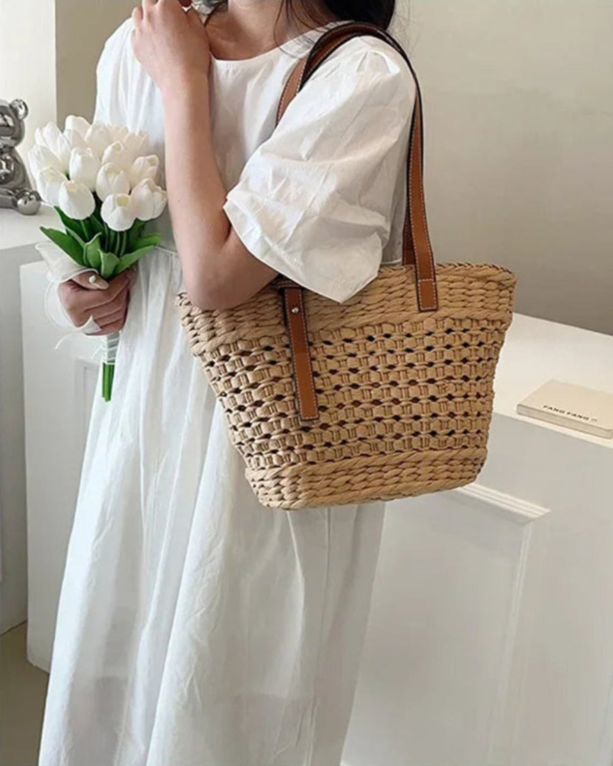 Large Beach Tote Basket Bag