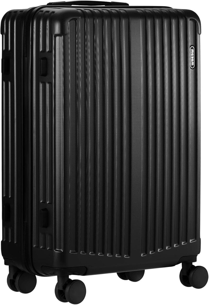 Large Black Striped Hard Shell Suitcase With 360° Spinner Wheels And TSA Lock