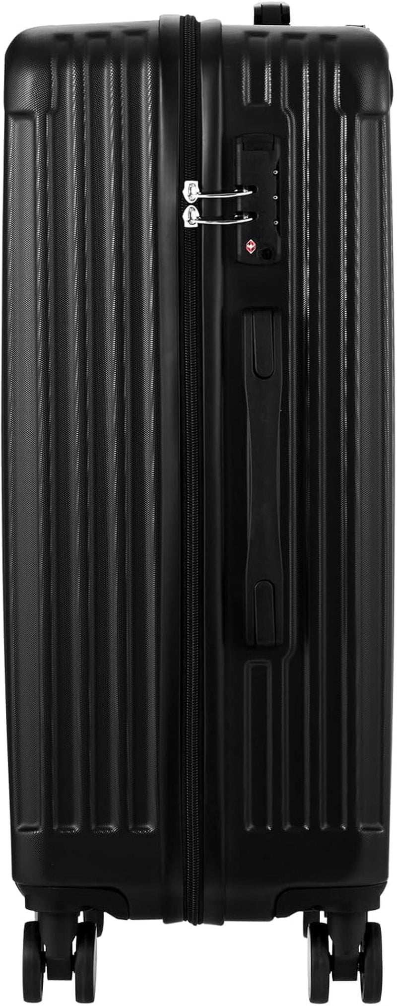 Large Black Striped Hard Shell Suitcase With 360° Spinner Wheels And TSA Lock