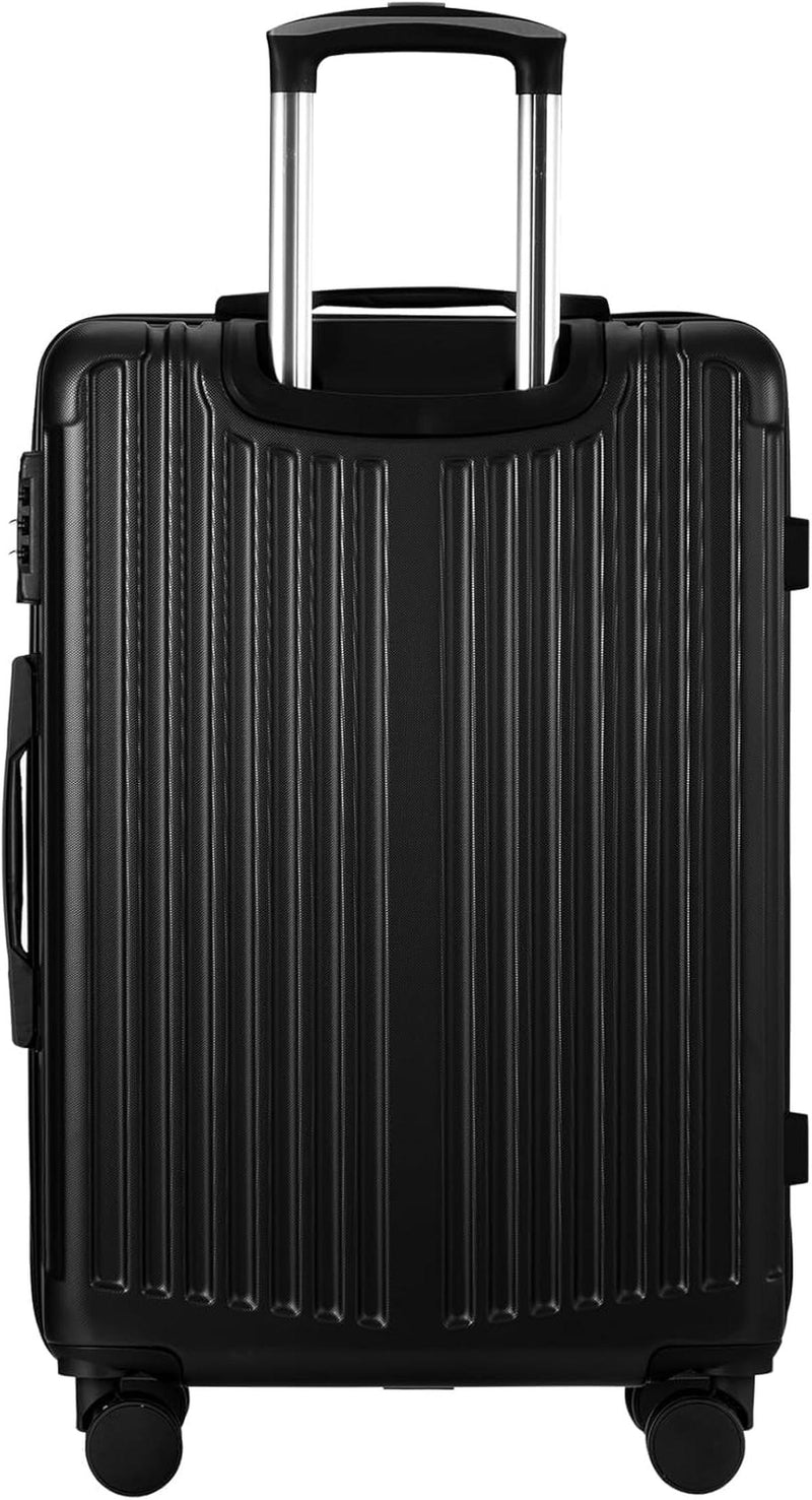 Large Black Striped Hard Shell Suitcase With 360° Spinner Wheels And TSA Lock