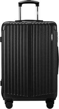 Large Black Striped Hard Shell Suitcase With 360° Spinner Wheels And TSA Lock