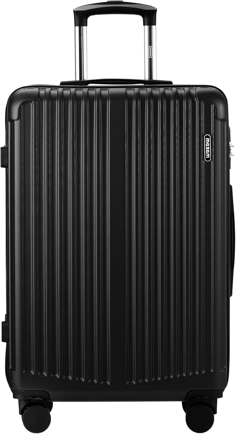 Large Black Striped Hard Shell Suitcase With 360° Spinner Wheels And TSA Lock