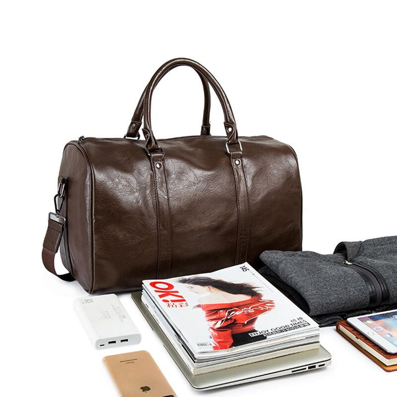 Large Capacity Leather Travel Duffel Bag - Lightweight And Durable Hand Luggage