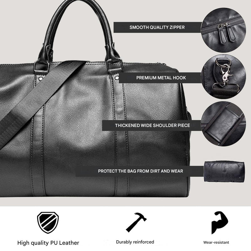 Large Capacity Leather Travel Duffel Bag - Lightweight And Durable Hand Luggage