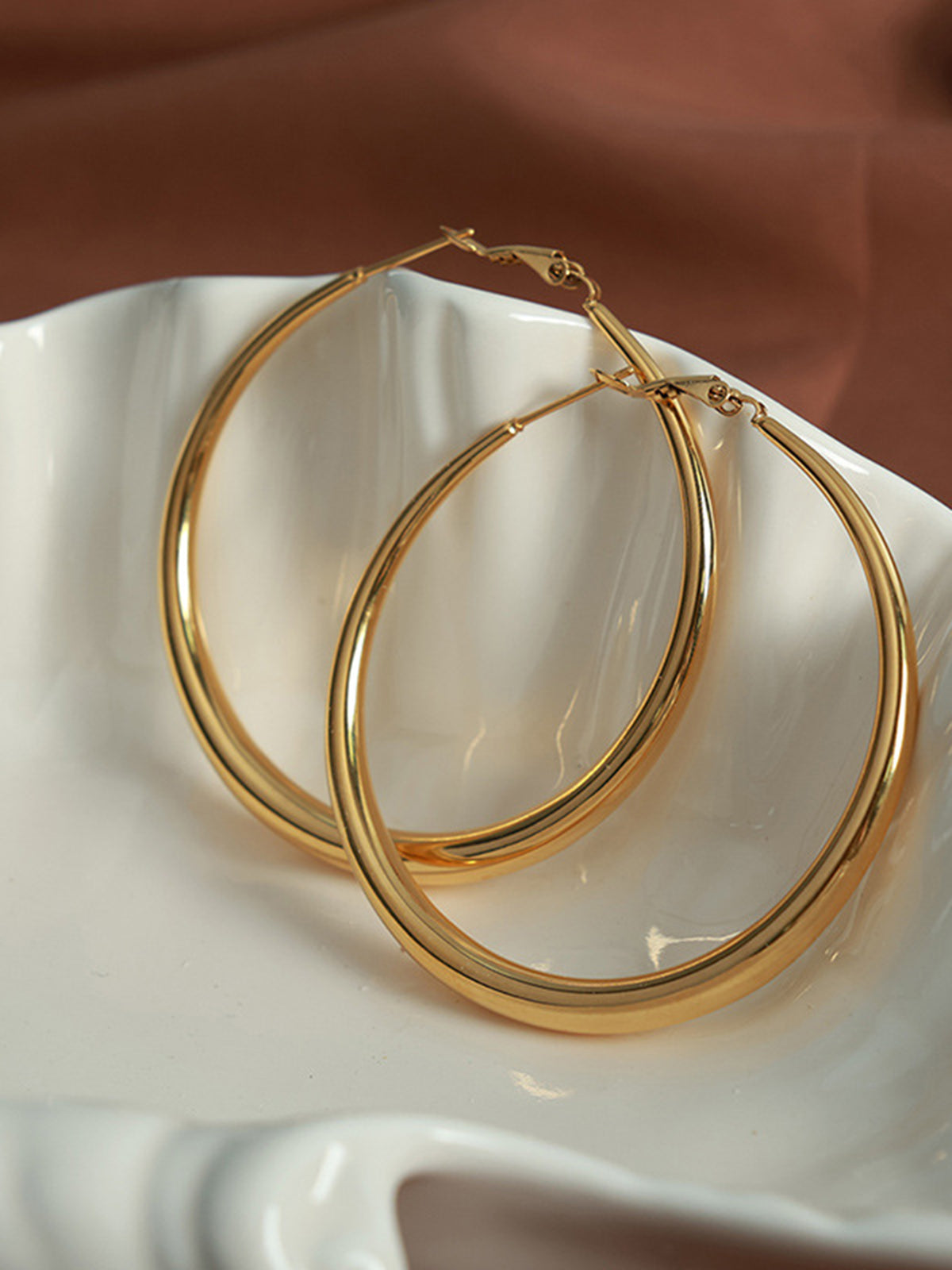 Large Classic Hoop Gold Plated Earrings