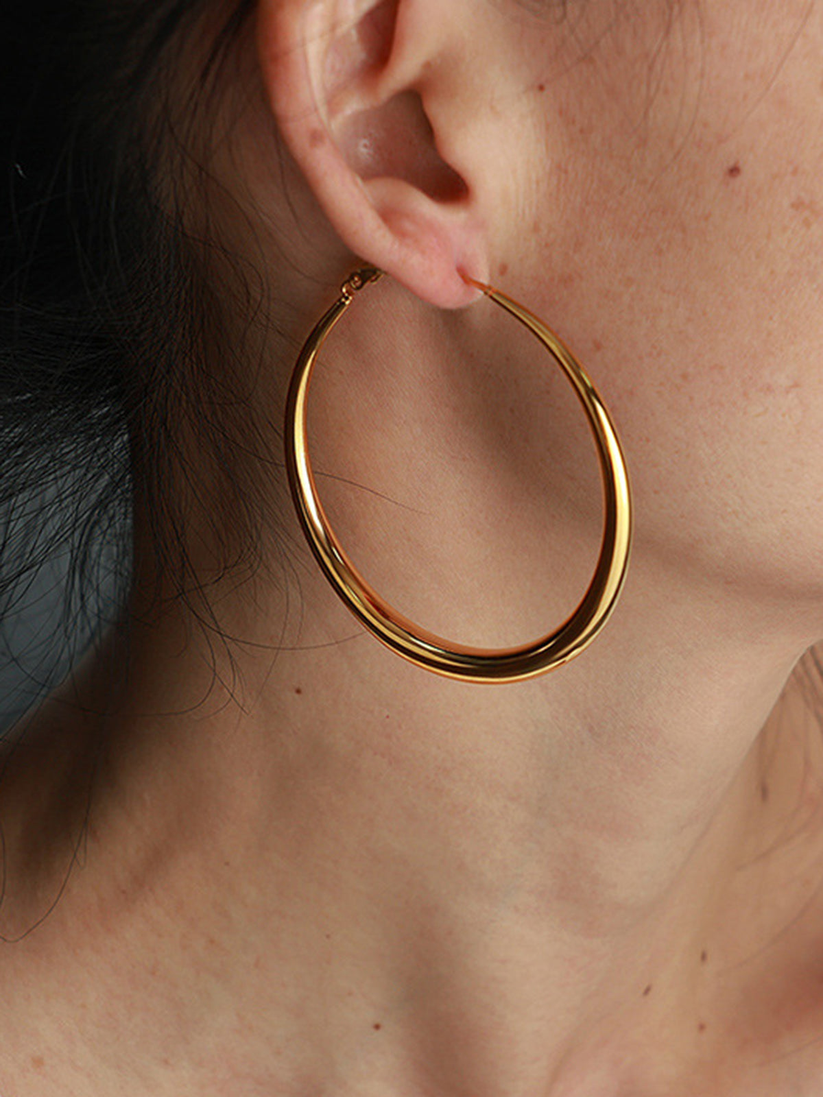 Large Classic Hoop Gold Plated Earrings