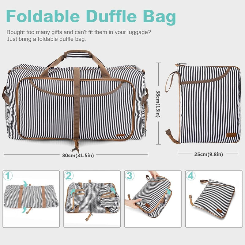 Large Foldable Travel Duffle Bag With Shoe Compartment - Water-Resistant And Durable