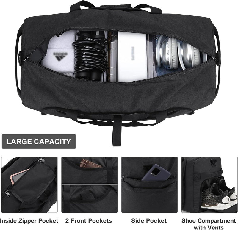 Large Foldable Travel Duffle Bag With Shoe Compartment - Water-Resistant And Durable