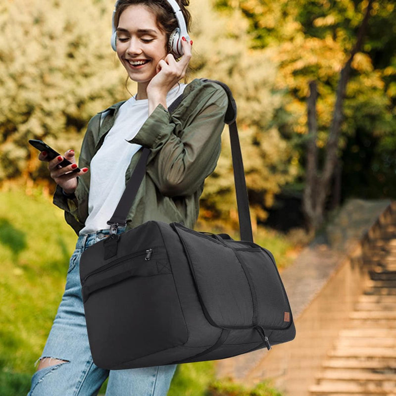 Large Foldable Travel Duffle Bag With Shoe Compartment - Water-Resistant And Durable