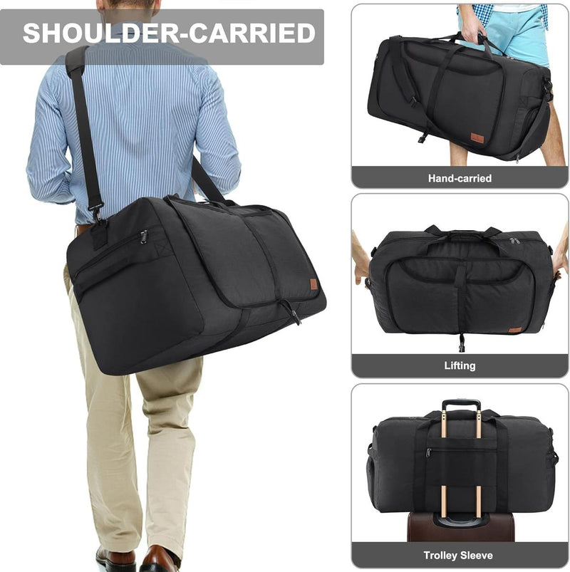Large Foldable Travel Duffle Bag With Shoe Compartment - Water-Resistant And Durable