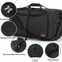 Large Foldable Travel Duffle Bag With Shoe Compartment - Water-Resistant And Durable