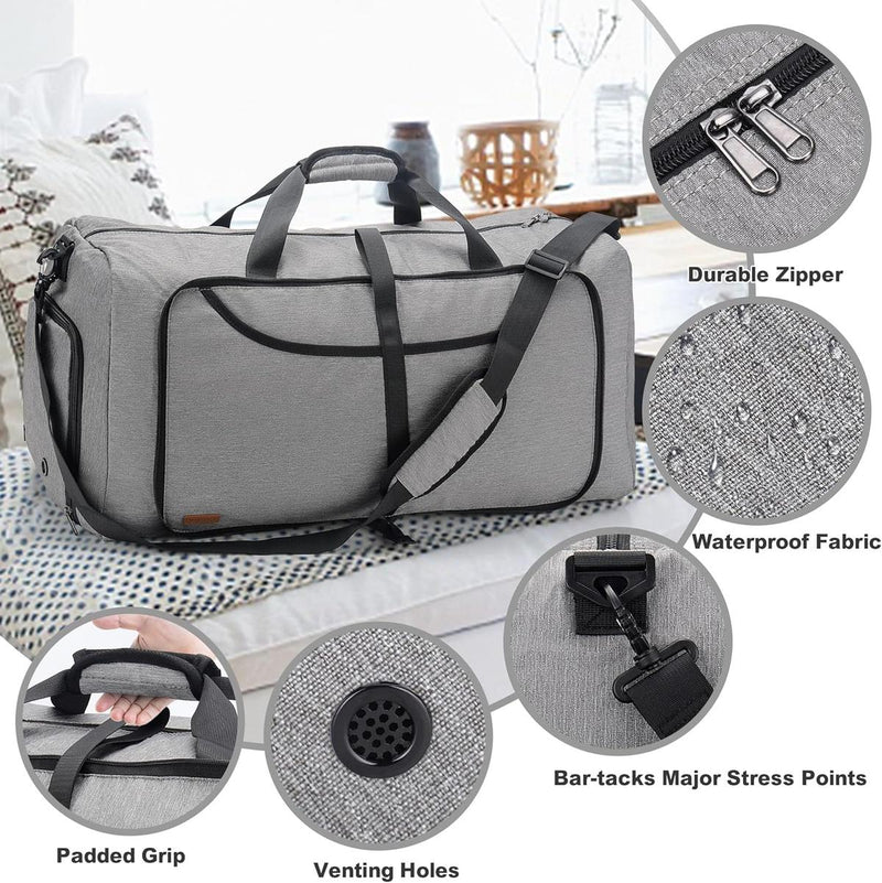 Large Foldable Travel Duffle Bag With Shoe Compartment - Water-Resistant And Durable
