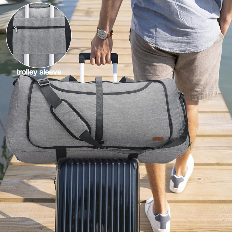 Large Foldable Travel Duffle Bag With Shoe Compartment - Water-Resistant And Durable