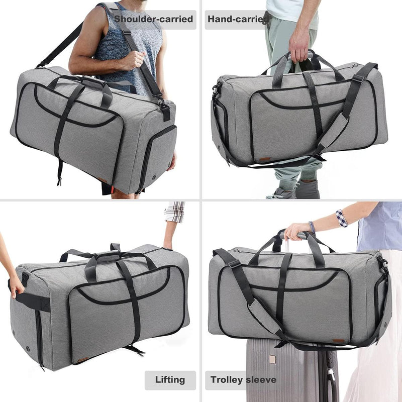 Large Foldable Travel Duffle Bag With Shoe Compartment - Water-Resistant And Durable