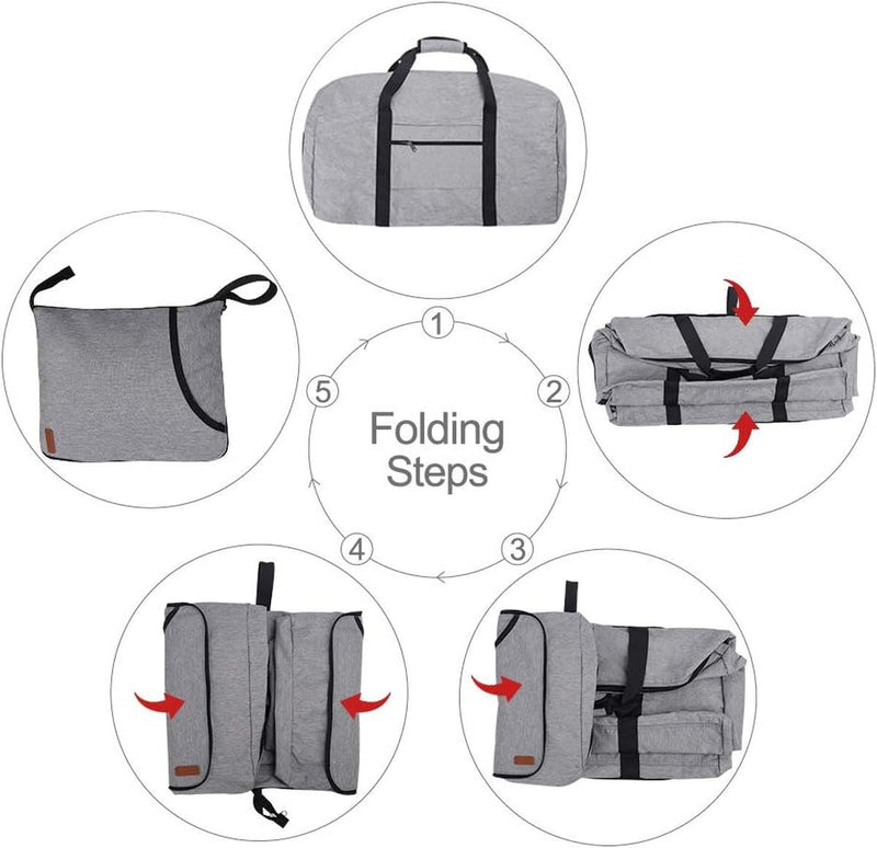 Large Foldable Travel Duffle Bag With Shoe Compartment - Water-Resistant And Durable